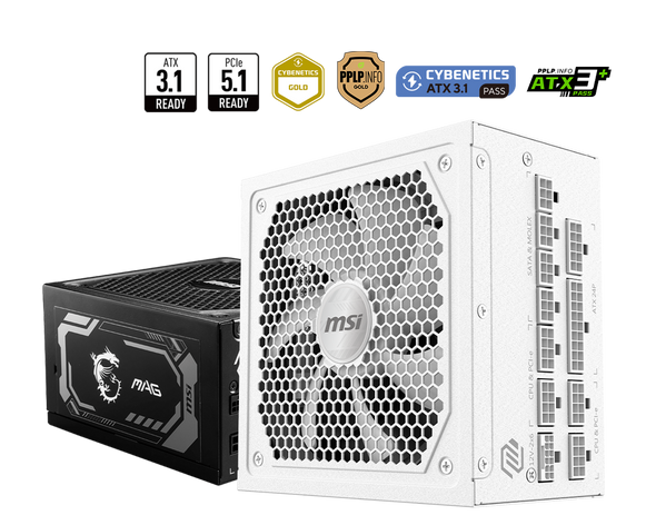 1000W MSI MAG A1000GL PCIE5 WHITE POWER SUPPLY