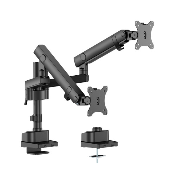 INFINITY Black Dual Screen Pole-Mounted Heavy-Duty Mechanical Spring Monitor Arm support 17”-40”, up to 12kg  - INF752-C024P