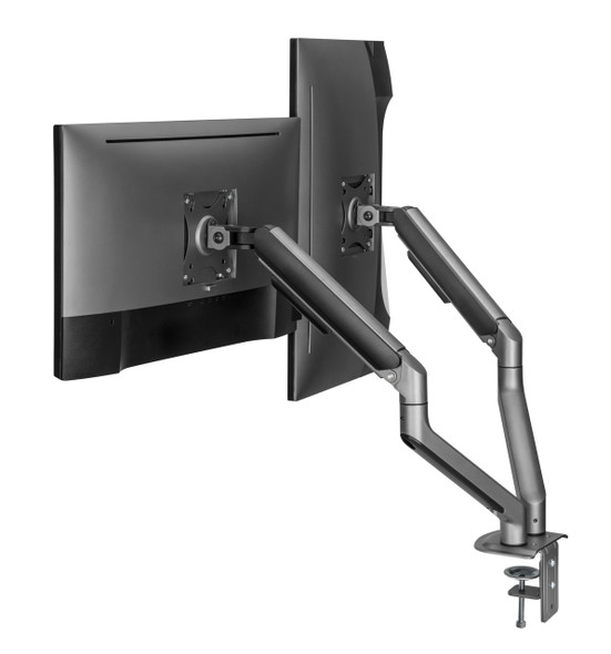 INFINITY Grey Dual Monitor Economical Spring-Assisted Monitor Arm support 17”-32”, up to 9kg  - INF751-C024