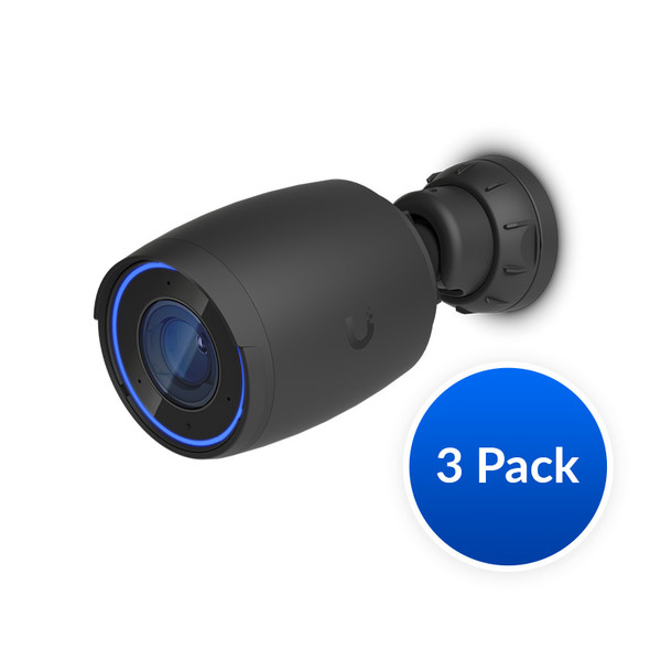 Ubiquiti AI Professional UniFi Protect Indoor/Outdoor 4K PoE Camera, 3Pack - OEM, Black, Waterproof IP65, PoE+ Power, Max Power 11W, GbE RJ45 Port,