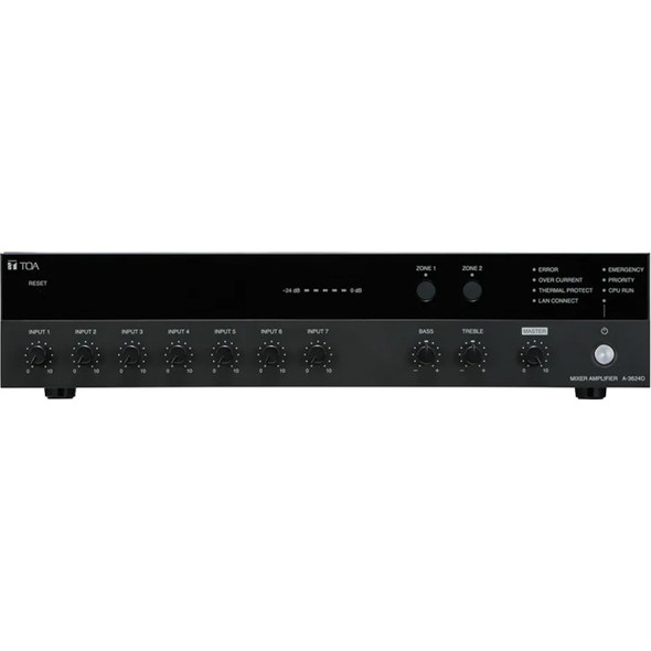 TOA 480W Network Class D Mixer Amp 2 Zone 7 Inputs 100V-18/16 Ohm