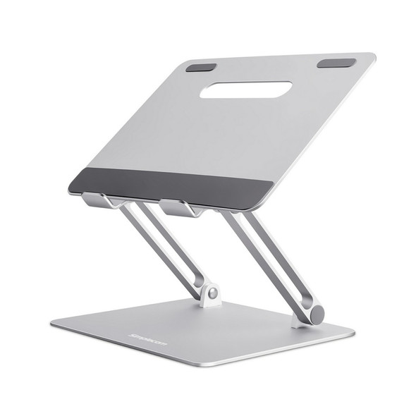 Simplecom CL520 Adjustable Aluminium Ergonomic Riser Stand for Laptop MacBook, Adj 15cm, Tilt, 10'-17', 4kg, 0.9kg, Airflow, Anti-slip, Silver.