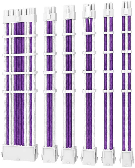 Antec PSU -  Sleeved Extension Cable Kit V2 - Purple / White. 24PIN ATX, 4+4 EPS, 8PIN PCI-E, 6PIN PCI-E, Compatible with Standard PSU