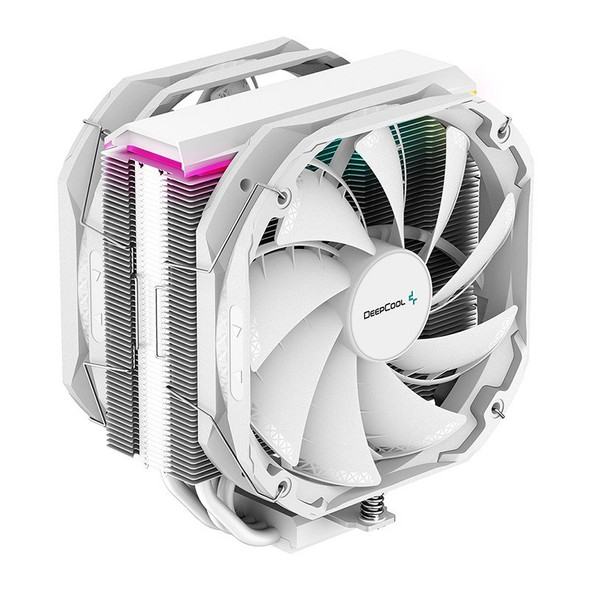 DeepCool AS500 PLUS White CPU Cooler Single Tower, Five Heat Pipe Design High Fin Density, Double PWM Fans, Slim Profile, A-RGB LED Controller Incl DeepCool AS500 PLUS White CPU Cooler Single Tower, Five Heat Pipe Design High Fin Density, Double PWM Fans, Slim Profile, A-RGB LED Controller Incl