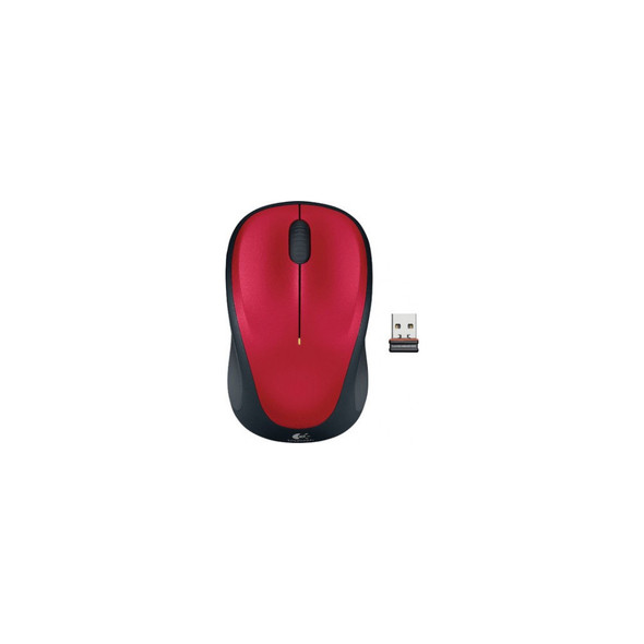 Logitech M235 Wireless Mouse Red Contoured design Glossy Comfort Grip Advanced Optical Tracking 1-year battery life