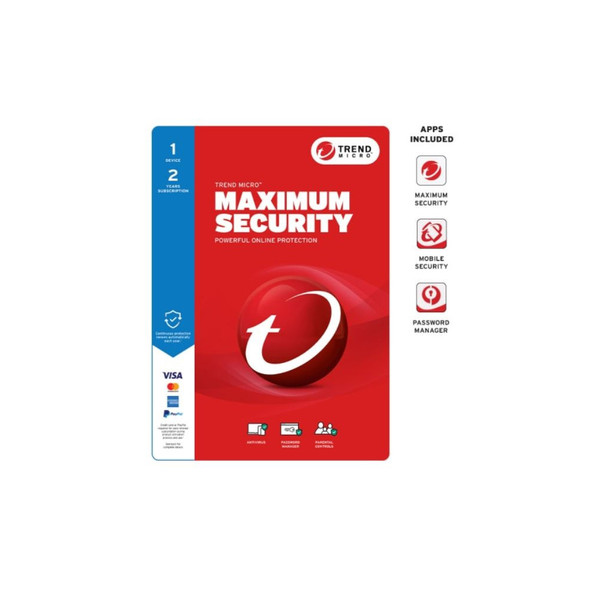 Trend Micro Maximum Security (1 Device) 2Yr Retail Mini Box Auto Renew