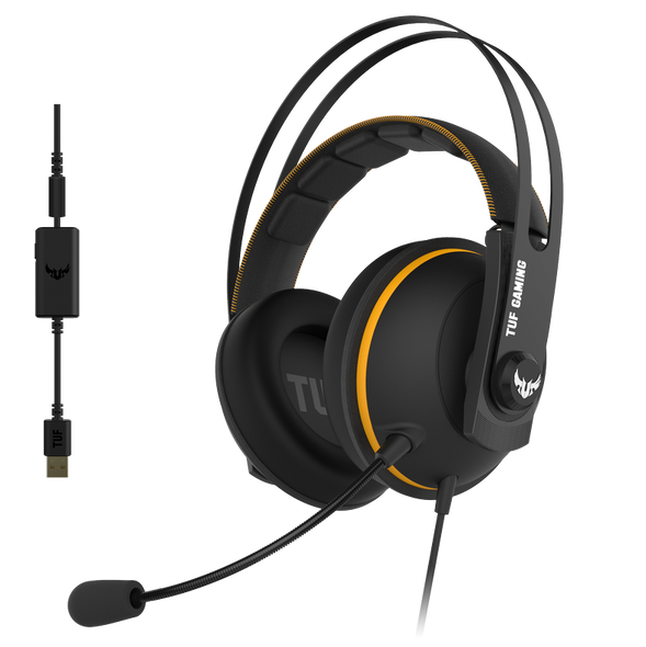 ASUS TUF GAMING H7 YELLOW  PC/ PS4 /Nntendo Switch / Mobile / XBox Gaming Headset, Onboard 7.1 Virtual Surround, Inline Controls