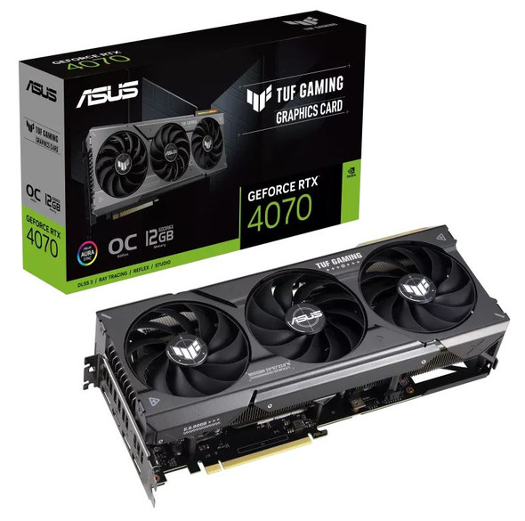 ASUS nVidia GeForce TUF RTX4070-O12G GAMING RTX4070 12GB GDDR6X OC Edition, 2550 MHz Boost Clock, RAM 21Gbps,HDMIx1, DPx3