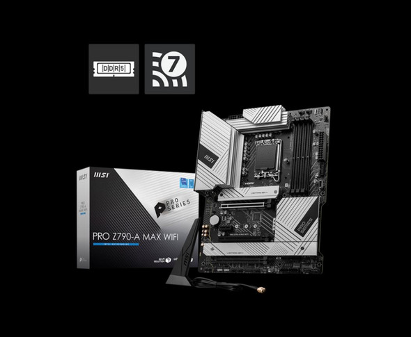 MSI PRO Z790-A MAX WIFI Intel LGA 1700 ATX Motherboard, 4x DDR5~128GB, 3x PCI-E x 16, 4x M.2, 6x SATA, 5x USB 3.2, 2x USB 2.0 1x USB-C(NEW EMBARGO)