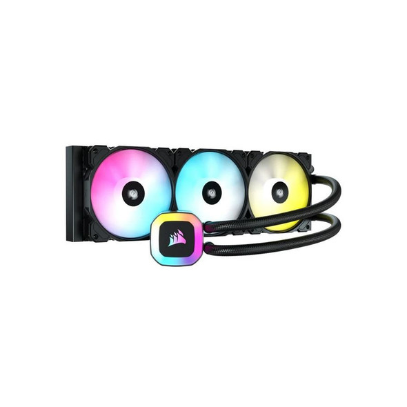 Corsair H150i RGB 360mm Radiator, 3x SP120 RGB Elite PWM fan, Variable Fans speed via ICUE, Ultra Bright RGB Pump Head. Liquid Cooling. Black Corsair H150i RGB 360mm Radiator, 3x SP120 RGB Elite PWM fan, Variable Fans speed via ICUE, Ultra Bright RGB Pump Head. Liquid Cooling. Black