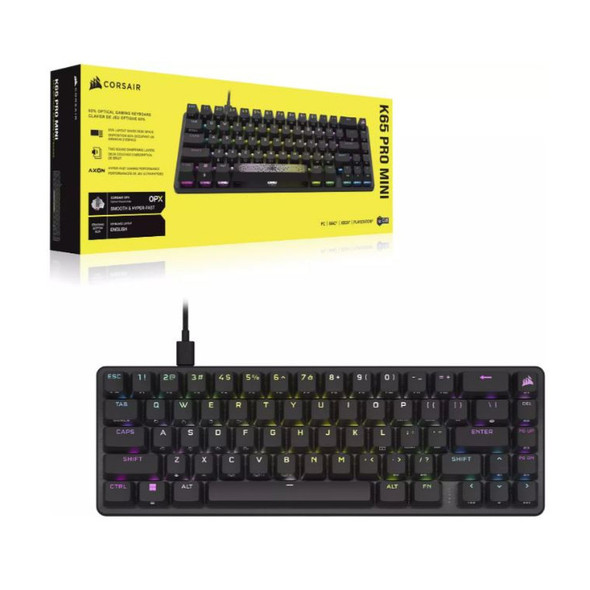 CORSAIR K65 PRO Mini 65% OPX RGB Optical-Mechanical, Backlit RGB LED, CORSAIR OPX, ICUE, PBT DS,  Black, Ultra compact Gaming Keyboard