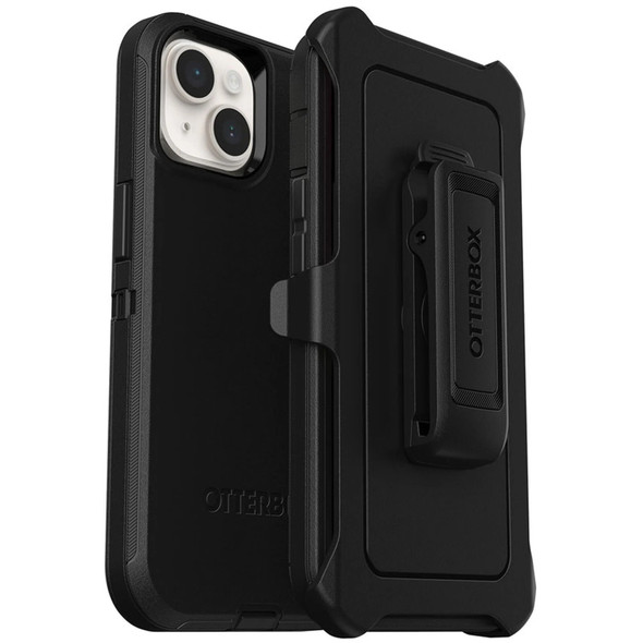 OtterBox Defender Apple iPhone 14 / iPhone 13 Case Black - (77-88373), DROP+ 4X Military Standard, Multi-Layer, Included Holster, Raised Edges, Rugged