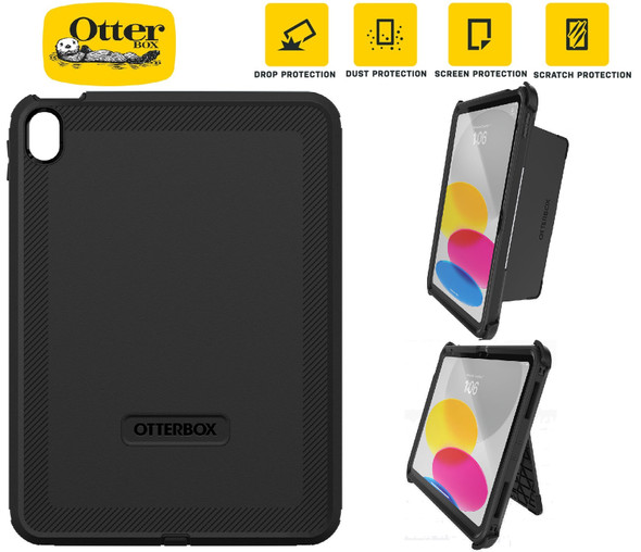 OtterBox Defender Apple iPad (10.9') (10th Gen) Case Black - (77-89953), DROP+ 2X Military Standard, Built-in Screen Protection, Multi-Position