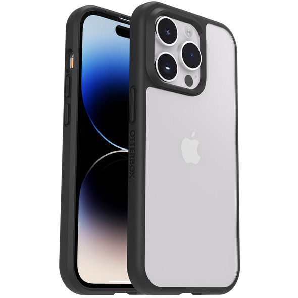 OtterBox React Apple iPhone 14 Pro Max Case Black Crystal (Clear/Black) - (77-88898), Antimicrobial, DROP+ Military Standard, Raised Edges, Hard Case