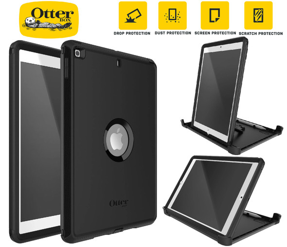 OtterBox Defender Apple iPad (10.2') (9th/8th/7th Gen) Case Black - (77-62032), DROP+ 2X Military Standard, Built-in Screen Protection, Multi-Position