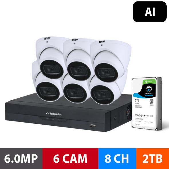 WATCHGUARD G-Series: 6 Camera 6.0MP AI Surveillance Kit (2TB)