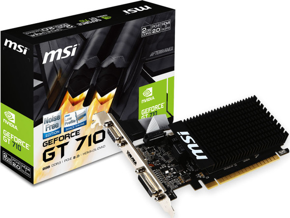 MSI nVidia Geforce GT 710 2GB LP Low Profile VGA CARD GDDR3 2560x1600 1xHDMI 1xDVI PCIE2.0x16 954 MHz Core Clock