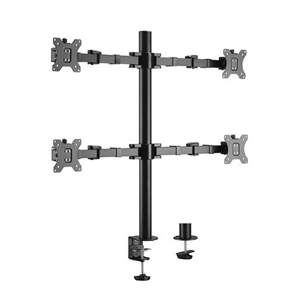 Brateck Quad Monitors Affordable Steel Articulating Monitor Arm Fit Most 17'-32' Monitors Up to 9kg per screen VESA 75x75/100x100