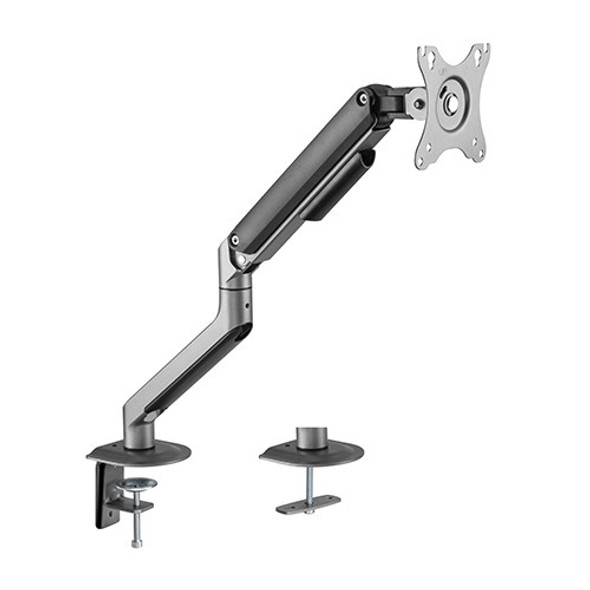 Brateck Single Monitor Economical Spring-Assisted Monitor Arm Fit Most 17'-32' Monitors, Up to 9kg per screen VESA 75x75/100x100  Space Grey