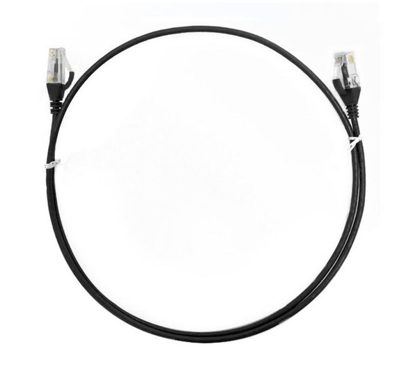 8ware CAT6 Ultra Thin Slim Cable 1m / 100cm - Black Color Premium RJ45 Ethernet Network LAN UTP Patch Cord 26AWG for Data