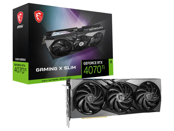 MSI nVidia GeForce RTX 4070 Ti GAMING X SLIM 12G Video Card  2760 MHz Boost Clock, 12GB GDDR6X,DisplayPort x 3 (v1.4a),HDMI x 1(NEW)