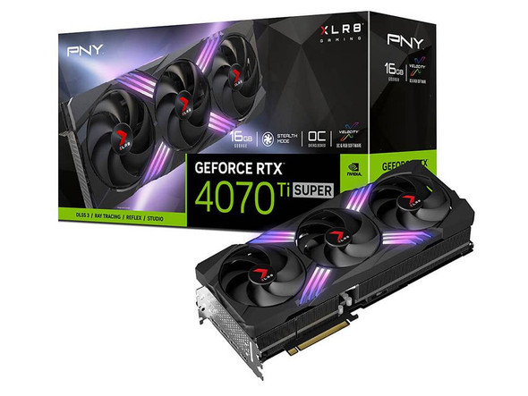 PNY GeForce RTX 4070 Ti SUPER 16GB XLR8 Gaming VERT EPIC-X RGB Overclocked Triple Fan DLSS 3