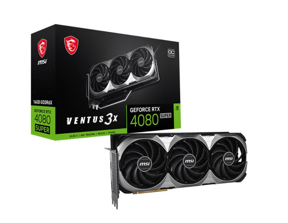 MSI GeForce RTX 4080 SUPER 16G VENTUS 3X OC Video Card  2580MHz Boost Clock, 16GB GDDR6X,DisplayPort x 2 (v1.4a),HDMI x2