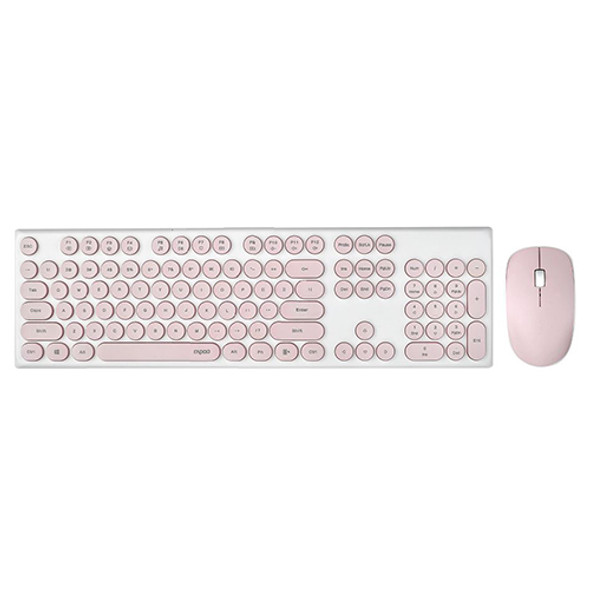 RAPOO X260S Wireless Optical Mouse & Keyboard PINK- 2.4G Connection, 10M Range, Spill-Resistant, Retro Style Round Key Cap(LS> S260S-Black, White
