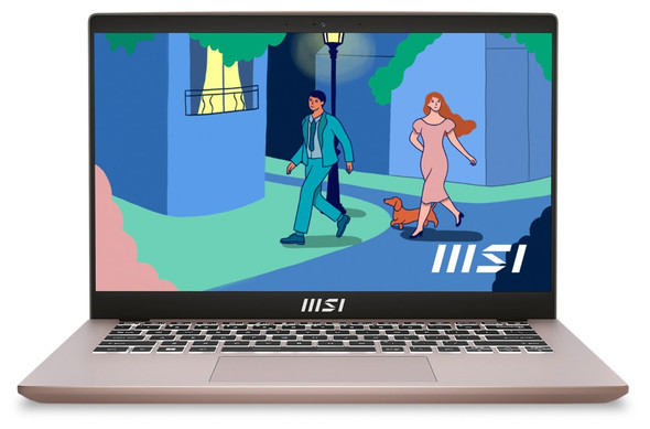 MSI Modern Series Notebook 14' FHD Intel Alder Lake i5-1235U Onboard DDR4 16GB 512GB NVMe PCIe Gen3x4 SSD Windows11 Home Intel Iris Xe Beige Rose