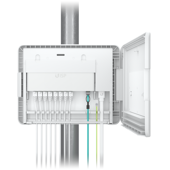 Ubiquiti UISP Box, Outdoor Box for UISP-R & UISP-S, Pole /Wall-Mountablke, IPX6-Rated Water Resistance, Power TransPort Cable Required, Incl 2Yr Warr