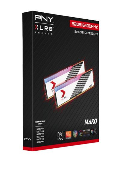 PNY XLR8 DDR5 32GB (2x16GB) 6400MHz (PC5-51200) CL32 MAKO RGB Desktop Memory Voltage 1.4 V Limited Lifetime Warranty