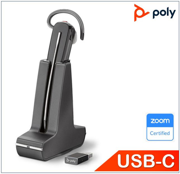 Plantronics/Poly Savi 8245 UC,DECT Headset, USB-C, Convertible,Wireless, Unlimited talk time, crystal-clear audio, ANC, one-touch control,SoundGuard