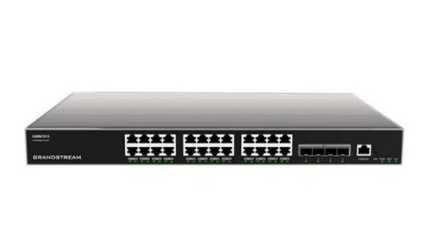 Grandstream IPG-GWN7813 Layer 3 network switch with 24 RJ45 Gigabit Ethernet ports for copper plus four 10 Gigabit SFP+ ports for fiber