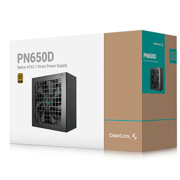 DeepCool PN650D 650W 80+ Gold Certified Non-Modular ATX Power Supply (Direct Cable) 120mm Fan, Japanese Capacitors,  DC to DC, ATX12V V3.1, 100,000 MT