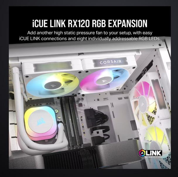 Corsair RX120 RGB iCUE LINK RX120 RGB 120mm PWM Single Fan Expansion - White