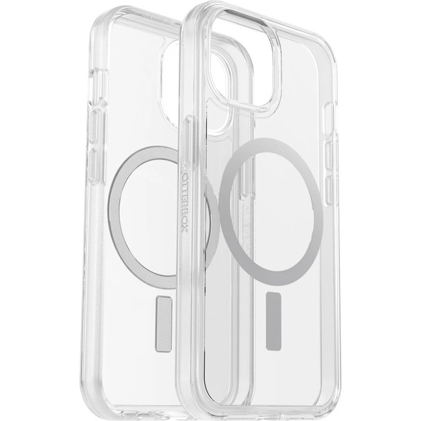 OtterBox Symmetry+ MagSafe Apple iPhone 15 / iPhone 14 / iPhone 13 (6.1') Case Clear - (77-93109), Antimicrobial, DROP+ 3X Military Standard
