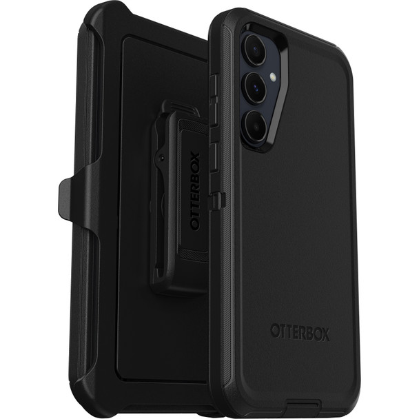 OtterBox Defender Samsung Galaxy A55 5G (6.6') Case Black - (77-95430), DROP+ 4X Military Standard, Multi-Layer,Included Holster, Raised Edges,Rugged