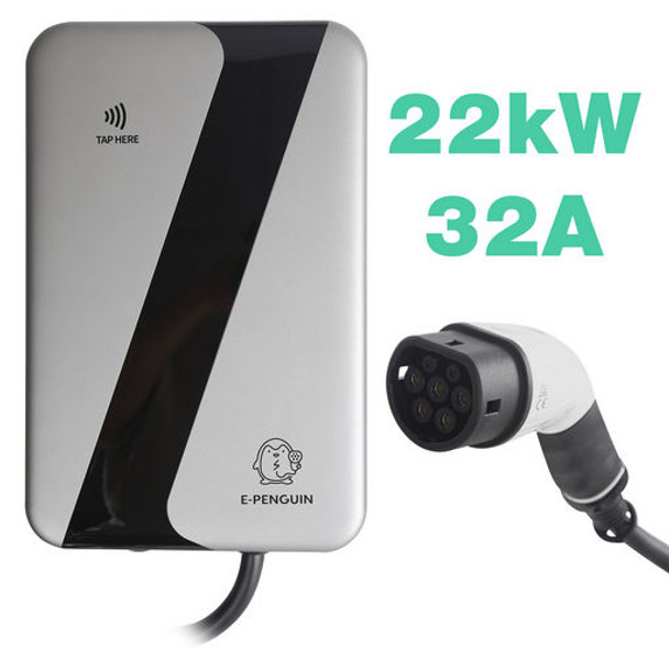 E-PENGUIN 32A 22kW TYPE 2 EV HOME CHARGER - Sliver