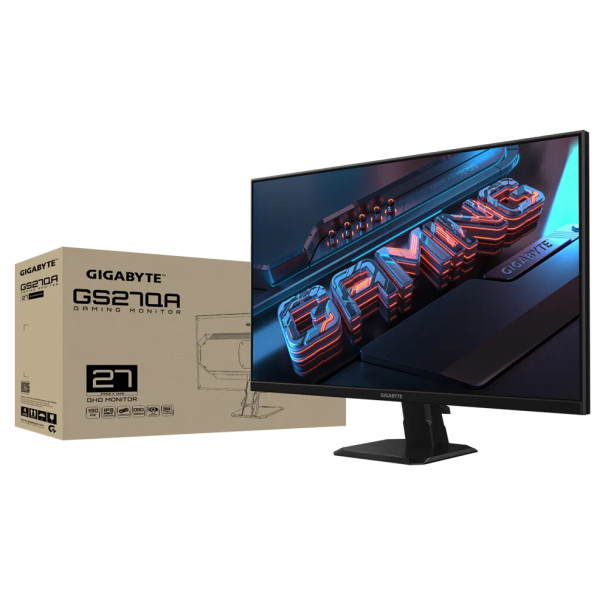 GIGABYTE GS27QA Gaming Monitor, 27" SS IPS/2560 x 1440(QHD)/1ms MPRT/180Hz/100% sRGB/HDR Ready/HDMIx2 DPx1