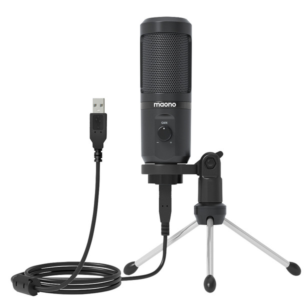 Maono AU-PM461TR USB Gaming Microphone with Mic Gain Control with Tripod Desk Stand