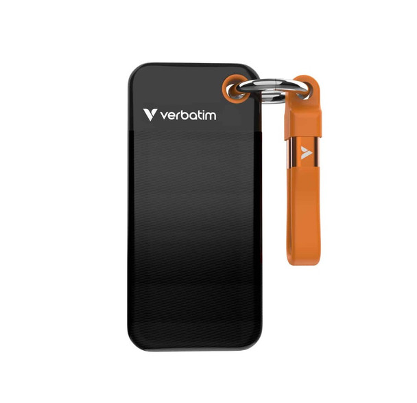 Verbatim 1TB Pocket SSD USB 3.2 Gen 2 1TB Black Orange Convenient Keyring cable holder. Compact, Rugged. Ultra Lightweight Performance 58g Portable B Verbatim 1TB Pocket SSD USB 3.2 Gen 2 1TB Black Orange Convenient Keyring cable holder. Compact, Rugged. Ultra Lightweight Performance 58g Portable B