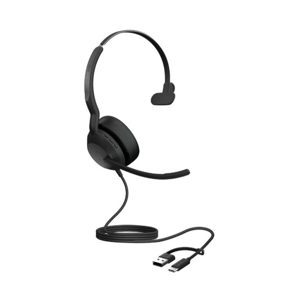 Jabra Evolve2 50, USB C/A UC Mono Headset, Bluetooth®, 4 microphones, Active Noise Cancellation, Busylight, Call management, Air Comfort technology Jabra Evolve2 50, USB C/A UC Mono Headset, Bluetooth®, 4 microphones, Active Noise Cancellation, Busylight, Call management, Air Comfort technology