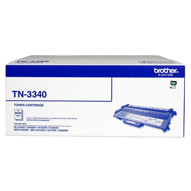 Brother TN-3340 Mono Laser toner - High yield - HL-5440D/5450DN/5470DW/6180DW & MFC-8510DN/8910DW/8950DW & DCP-8155DN-  up to 8000 pages Brother TN-3340 Mono Laser toner - High yield - HL-5440D/5450DN/5470DW/6180DW & MFC-8510DN/8910DW/8950DW & DCP-8155DN-  up to 8000 pages