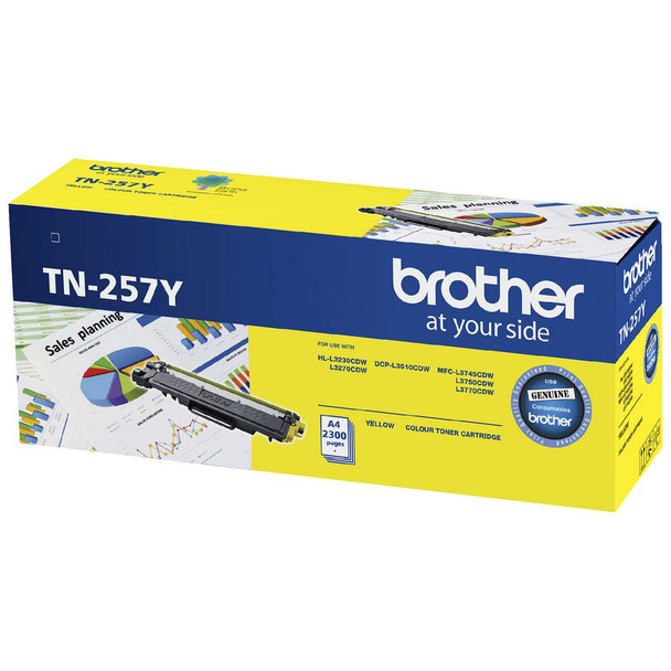 Brother TN-257Y Yellow High Yield Toner Cartridge to Suit -  HL-3230CDW/3270CDW/DCP-L3015CDW/MFC-L3745CDW/L3750CDW/L3770CDW (2,300 Pages) Brother TN-257Y Yellow High Yield Toner Cartridge to Suit -  HL-3230CDW/3270CDW/DCP-L3015CDW/MFC-L3745CDW/L3750CDW/L3770CDW (2,300 Pages)