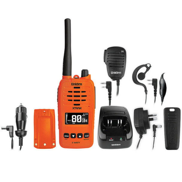 Uniden 5 Watt Waterproof Smart UHF Handheld Radio w/ Large OLED  XTRAK50-O