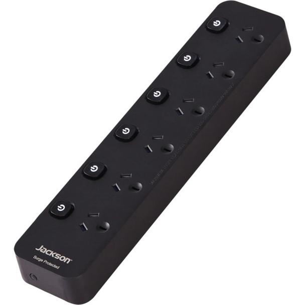 JACKSON 6 Outlet Switched Powerboard Surge Protected Jackson