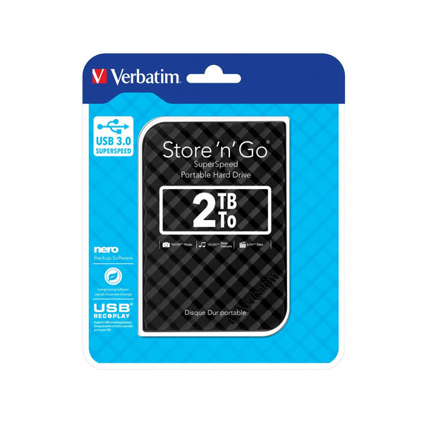 Verbatim 2TB 2.5' USB 3.0 Black Store'n'Go HDD Grid Design