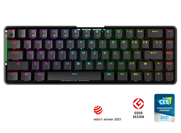 ASUS M601 ROG FALCHION NX Red Switch Compact 65% Wireless Mechanical Gaming Keyboard, 68 Keys, Interactive Touch panel, 450 Hours, ROG NX Switches, RG