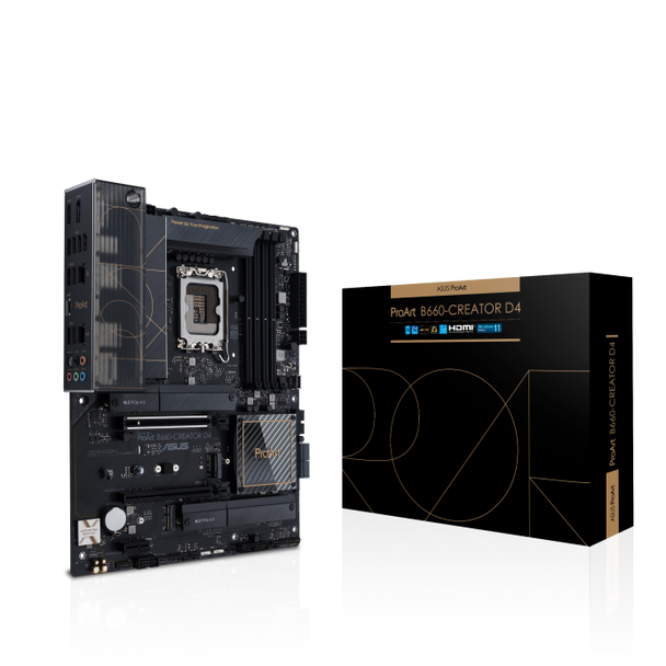 ASUS PROART B660-CREATOR D4 Intel LGA 1700 ATX Motherboard, PCIe 5.0, DDR4, 2.5 Gb and 1 Gb Ethernet, 3xPCIe 4.0 M.2 slots, USB-C DP