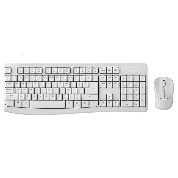 RAPOO X1800Pro Wireless Mouse & Keyboard Combo - 2.4G, 10M Range, Optical, Long Battery, Spill-Resistant Design,1000 DPI, Nano Receiver, Entry (White)